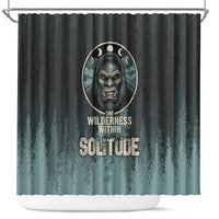 Bigfoot Wilderness Solitude Shower Curtain Cryptid Forest Graphic In Distressed Vintage Style