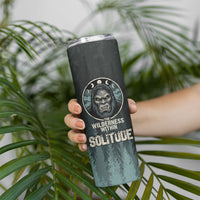 Bigfoot Wilderness Solitude Skinny Tumbler Cryptid Forest Graphic In Distressed Vintage Style