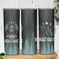 Bigfoot Wilderness Solitude Skinny Tumbler Cryptid Forest Graphic In Distressed Vintage Style