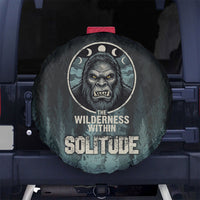 Bigfoot Wilderness Solitude Spare Tire Cover Cryptid Forest Graphic In Distressed Vintage Style