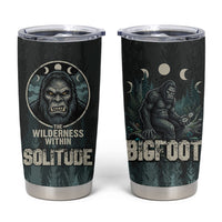 Bigfoot Wilderness Solitude Tumbler Cup Cryptid Forest Graphic In Distressed Vintage Style