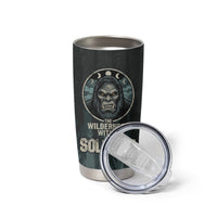 Bigfoot Wilderness Solitude Tumbler Cup Cryptid Forest Graphic In Distressed Vintage Style