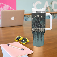 Bigfoot Wilderness Solitude Tumbler With Handle Cryptid Forest Graphic In Distressed Vintage Style