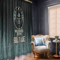 Bigfoot Wilderness Solitude Window Curtain Cryptid Forest Graphic In Distressed Vintage Style