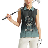 Bigfoot Wilderness Solitude Women Sleeveless Polo Shirt Cryptid Forest Graphic In Distressed Vintage Style