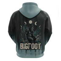 Bigfoot Wilderness Solitude Zip Hoodie Cryptid Forest Graphic In Distressed Vintage Style
