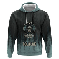 Bigfoot Wilderness Solitude Zip Hoodie Cryptid Forest Graphic In Distressed Vintage Style