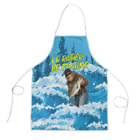 Bigfoot Sasquatch I'd Rather Be Fishing Apron Funny Angler Humorous Outdoors Graphic Art