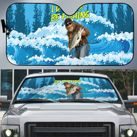 Bigfoot Sasquatch I'd Rather Be Fishing Auto Sun Shade Funny Angler Humorous Outdoors Graphic Art
