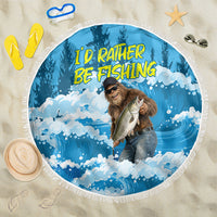 Bigfoot Sasquatch I'd Rather Be Fishing Beach Blanket Funny Angler Humorous Outdoors Graphic Art