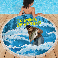 Bigfoot Sasquatch I'd Rather Be Fishing Beach Blanket Funny Angler Humorous Outdoors Graphic Art
