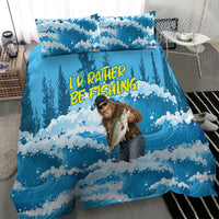 Bigfoot Sasquatch I'd Rather Be Fishing Bedding Set Funny Angler Humorous Outdoors Graphic Art