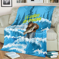 Bigfoot Sasquatch I'd Rather Be Fishing Blanket Funny Angler Humorous Outdoors Graphic Art