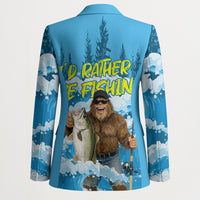 Bigfoot Sasquatch I'd Rather Be Fishing Blazer Funny Angler Humorous Outdoors Graphic Art