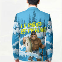 Bigfoot Sasquatch I'd Rather Be Fishing Blazer Funny Angler Humorous Outdoors Graphic Art
