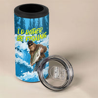 Bigfoot Sasquatch I'd Rather Be Fishing 4 in 1 Can Cooler Tumbler Funny Angler Humorous Outdoors Graphic Art