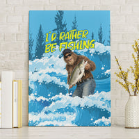 Bigfoot Sasquatch I'd Rather Be Fishing Canvas Wall Art Funny Angler Humorous Outdoors Graphic Art