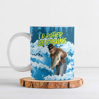 Bigfoot Sasquatch I'd Rather Be Fishing Ceramic Mug Funny Angler Humorous Outdoors Graphic Art