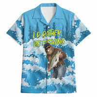 Bigfoot Sasquatch I'd Rather Be Fishing Hawaiian Shirt Funny Angler Humorous Outdoors Graphic Art