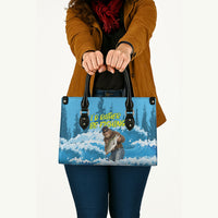 Bigfoot Sasquatch I'd Rather Be Fishing Leather Bag Funny Angler Humorous Outdoors Graphic Art