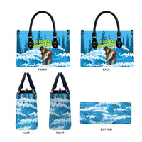 Bigfoot Sasquatch I'd Rather Be Fishing Leather Bag Funny Angler Humorous Outdoors Graphic Art