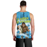 Bigfoot Sasquatch I'd Rather Be Fishing Men Tank Top Funny Angler Humorous Outdoors Graphic Art