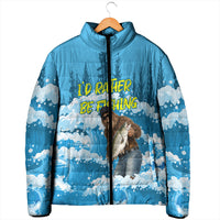 Bigfoot Sasquatch I'd Rather Be Fishing Padded Jacket Funny Angler Humorous Outdoors Graphic Art