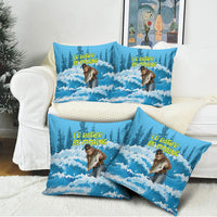 Bigfoot Sasquatch I'd Rather Be Fishing Pillow Cover Funny Angler Humorous Outdoors Graphic Art