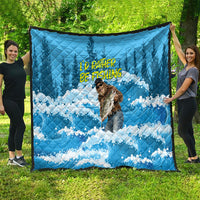 Bigfoot Sasquatch I'd Rather Be Fishing Quilt Funny Angler Humorous Outdoors Graphic Art