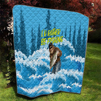 Bigfoot Sasquatch I'd Rather Be Fishing Quilt Funny Angler Humorous Outdoors Graphic Art
