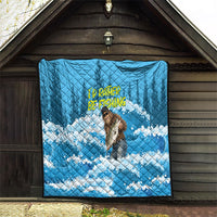 Bigfoot Sasquatch I'd Rather Be Fishing Quilt Funny Angler Humorous Outdoors Graphic Art