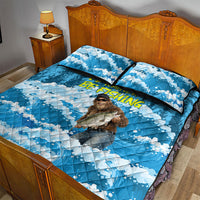 Bigfoot Sasquatch I'd Rather Be Fishing Quilt Bed Set Funny Angler Humorous Outdoors Graphic Art