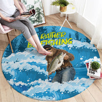 Bigfoot Sasquatch I'd Rather Be Fishing Round Carpet Funny Angler Humorous Outdoors Graphic Art