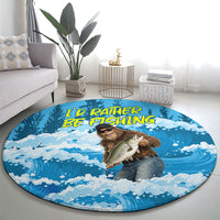 Bigfoot Sasquatch I'd Rather Be Fishing Round Carpet Funny Angler Humorous Outdoors Graphic Art