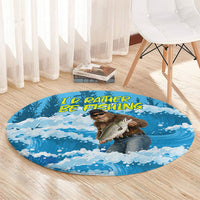 Bigfoot Sasquatch I'd Rather Be Fishing Round Carpet Funny Angler Humorous Outdoors Graphic Art