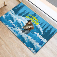 Bigfoot Sasquatch I'd Rather Be Fishing Rubber Doormat Funny Angler Humorous Outdoors Graphic Art