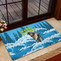 Bigfoot Sasquatch I'd Rather Be Fishing Rubber Doormat Funny Angler Humorous Outdoors Graphic Art
