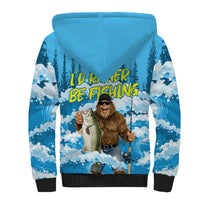 Bigfoot Sasquatch I'd Rather Be Fishing Sherpa Hoodie Funny Angler Humorous Outdoors Graphic Art