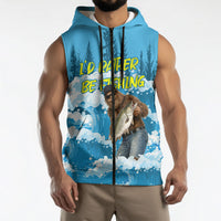Bigfoot Sasquatch I'd Rather Be Fishing Sleeveless Zip Hoodie Funny Angler Humorous Outdoors Graphic Art