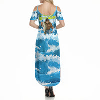 Bigfoot Sasquatch I'd Rather Be Fishing Summer Maxi Dress Funny Angler Humorous Outdoors Graphic Art