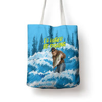 Bigfoot Sasquatch I'd Rather Be Fishing Tote Bag Funny Angler Humorous Outdoors Graphic Art