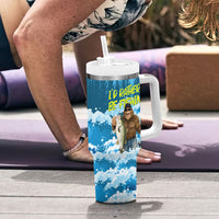 Bigfoot Sasquatch I'd Rather Be Fishing Tumbler With Handle Funny Angler Humorous Outdoors Graphic Art
