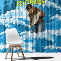 Bigfoot Sasquatch I'd Rather Be Fishing Window Curtain Funny Angler Humorous Outdoors Graphic Art
