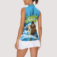 Bigfoot Sasquatch I'd Rather Be Fishing Women Sleeveless Polo Shirt Funny Angler Humorous Outdoors Graphic Art