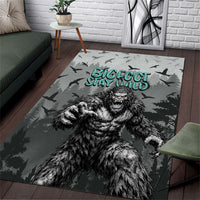 Bigfoot Stay Wild I Hate People Area Rug Angry Sasquatch Distressed Forest Dark Fantasy