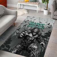 Bigfoot Stay Wild I Hate People Area Rug Angry Sasquatch Distressed Forest Dark Fantasy