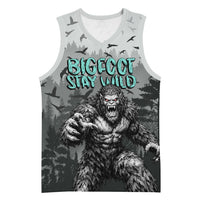 Bigfoot Stay Wild I Hate People Basketball Jersey Angry Sasquatch Distressed Forest Dark Fantasy