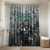 Bigfoot Stay Wild I Hate People Bathroom Set Angry Sasquatch Distressed Forest Dark Fantasy