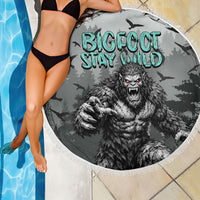 Bigfoot Stay Wild I Hate People Beach Blanket Angry Sasquatch Distressed Forest Dark Fantasy