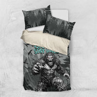 Bigfoot Stay Wild I Hate People Bedding Set Angry Sasquatch Distressed Forest Dark Fantasy